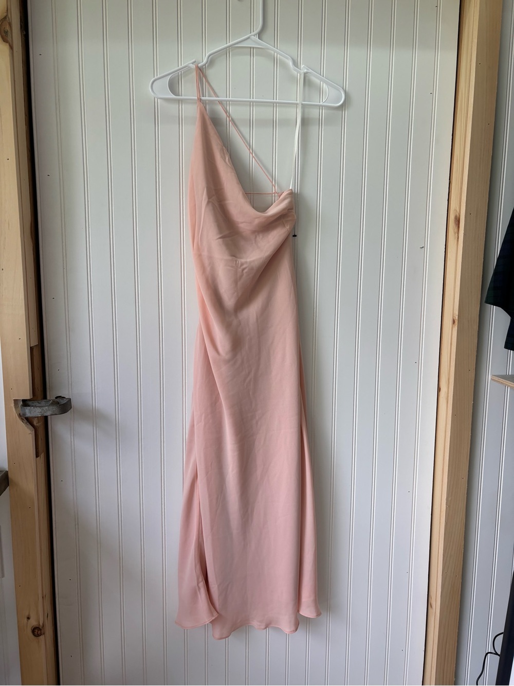 OAK + FORT One-Shoulder pink Slip Dress in Blush NWT wedding guest